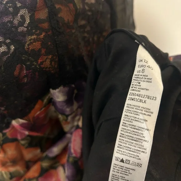 Top Shop Floral Black Sheer Women's Dress - Picture 5 of 6